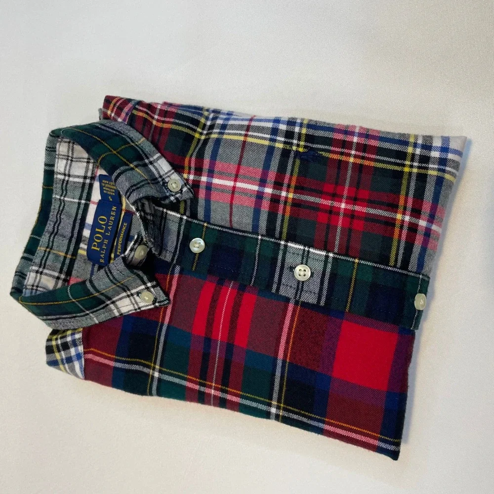 Polo Ralph Lauren Kids Plaid Patchwork Button‎ Down Shirt Long Sleeve Size 5